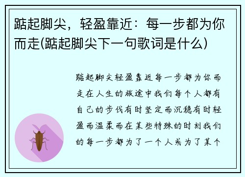 踮起脚尖，轻盈靠近：每一步都为你而走(踮起脚尖下一句歌词是什么)