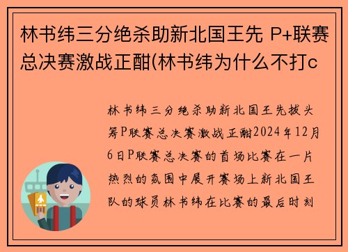 林书纬三分绝杀助新北国王先 P+联赛总决赛激战正酣(林书纬为什么不打cba)