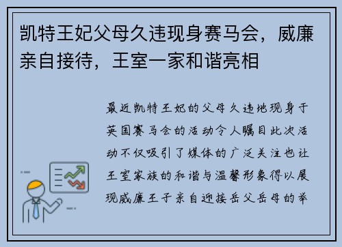 凯特王妃父母久违现身赛马会，威廉亲自接待，王室一家和谐亮相